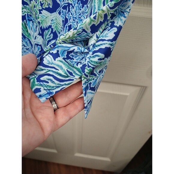 Stella Parker Womans M LS Blue Green Rash Guard Coral Print - Picture 5 of 6